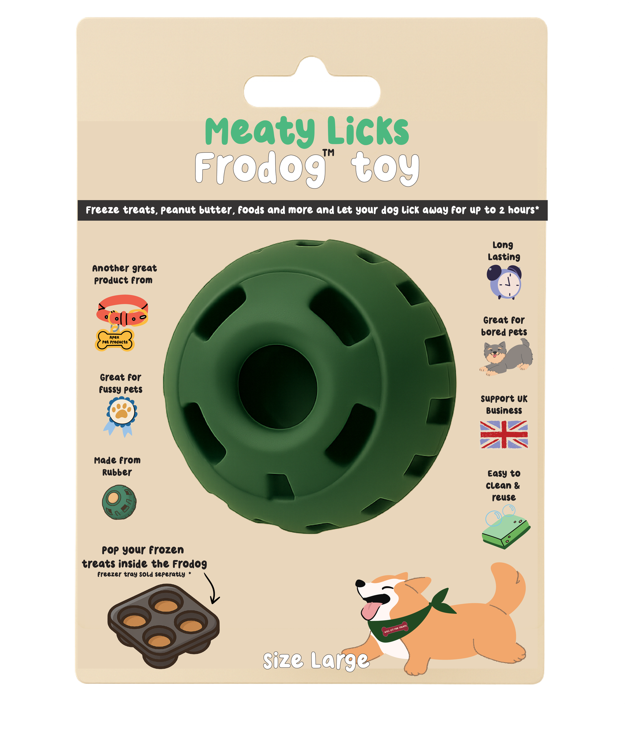 DOG ENRICHMENT | Apex Pet Products: FRODOG Bundle by Meaty Licks (Large Frodog Toy + Freezer Tray)