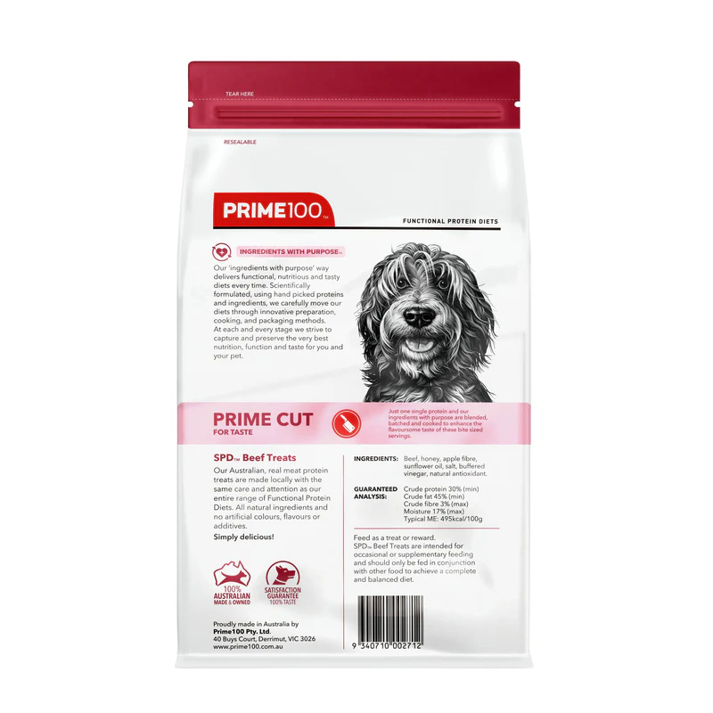 DOG TREATS: SPD Prime Cut Beef Treats 100g