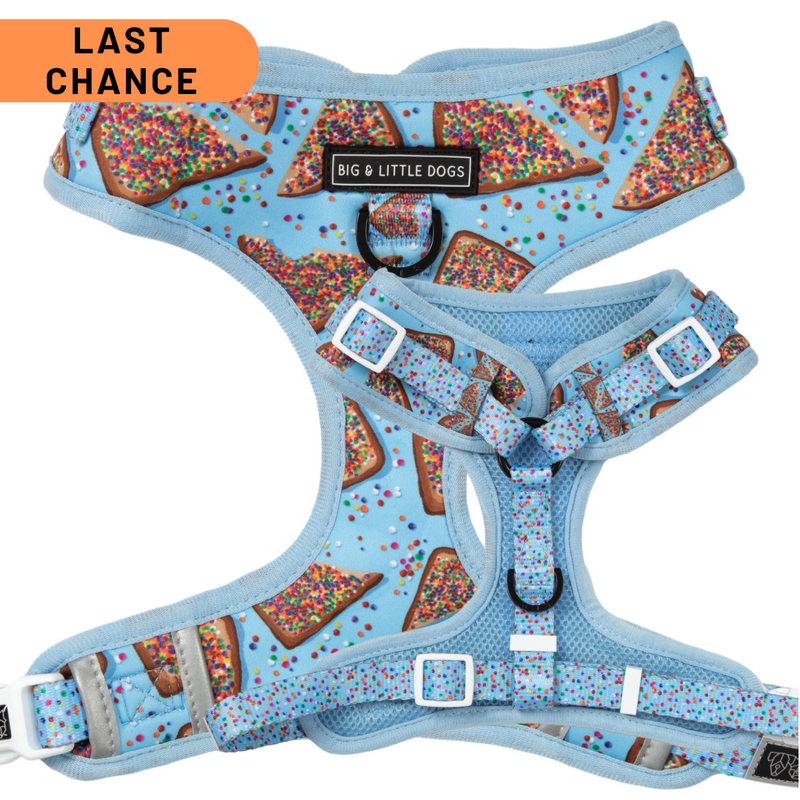 ADJUSTABLE DOG HARNESS: Blue Fairy Bread