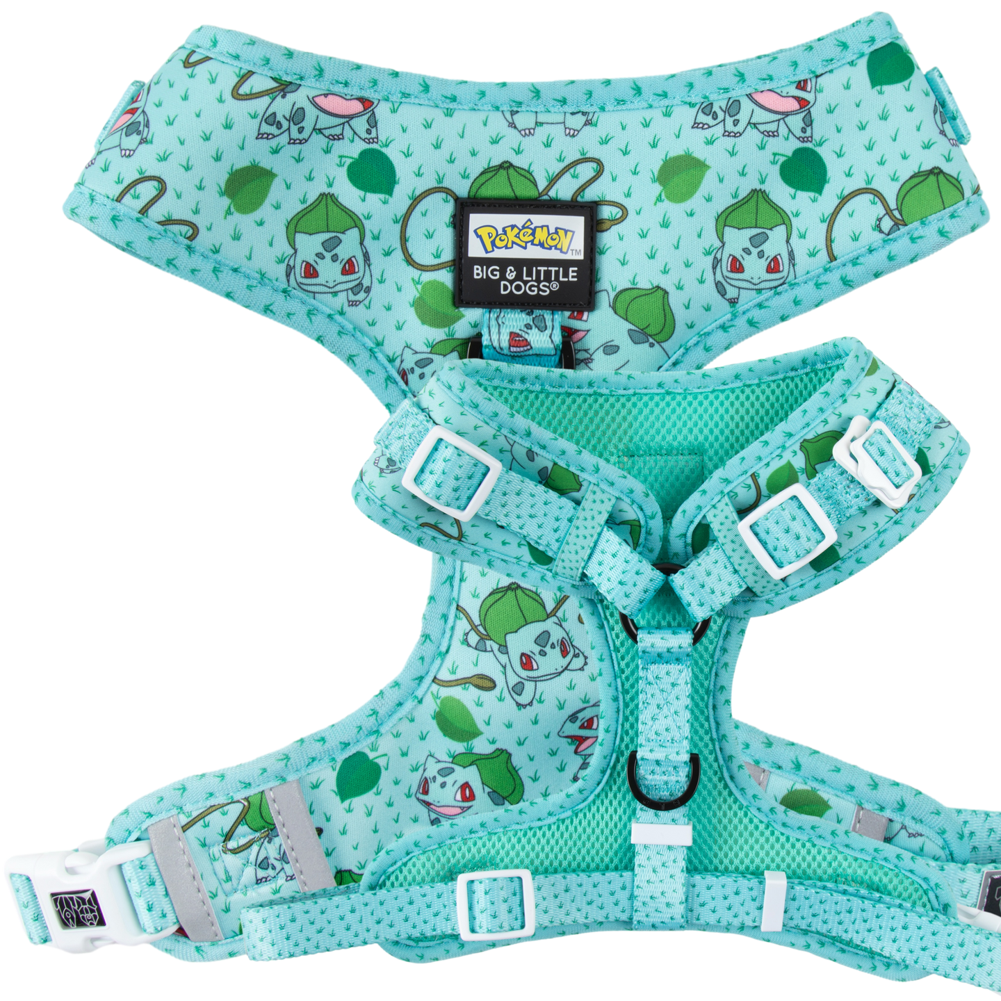ADJUSTABLE DOG HARNESS (WITH NECK CLIP): Pokémon Collection - Bulbasaur