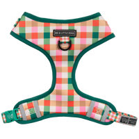 ADJUSTABLE DOG HARNESS: Candy Lane Plaid
