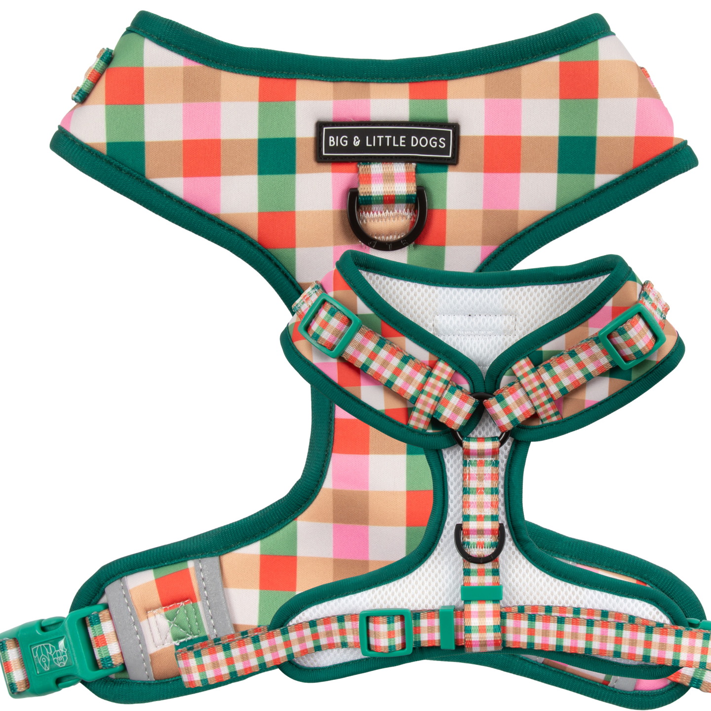 ADJUSTABLE DOG HARNESS: Candy Lane Plaid