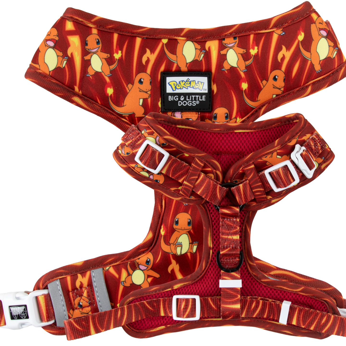 ADJUSTABLE DOG HARNESS (WITH NECK CLIP): Pokémon Collection - Charmander