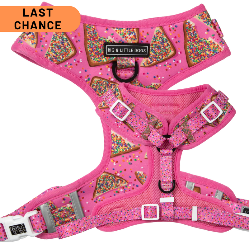 ADJUSTABLE DOG HARNESS: Pink Fairy Bread