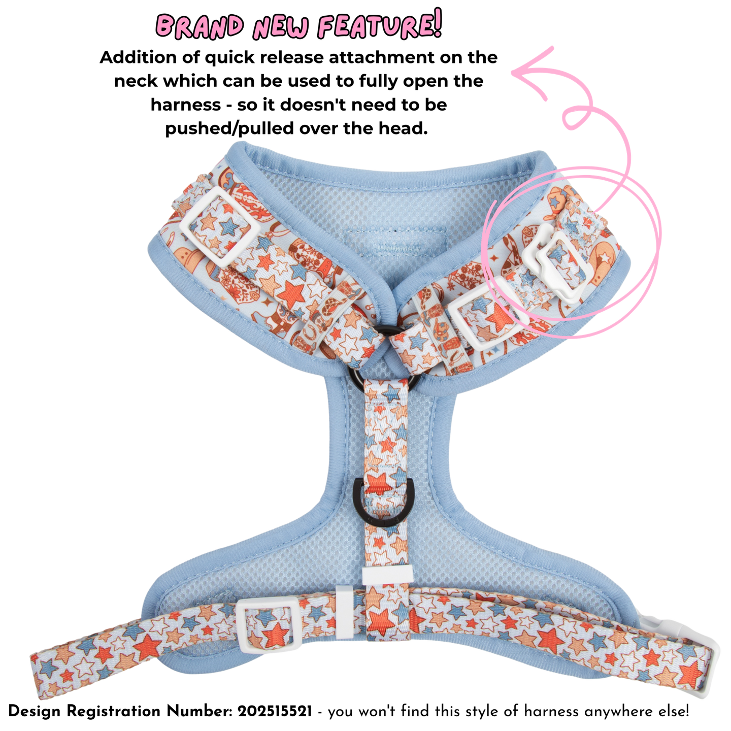 ADJUSTABLE DOG HARNESS (WITH NECK CLIP): Rodeo King