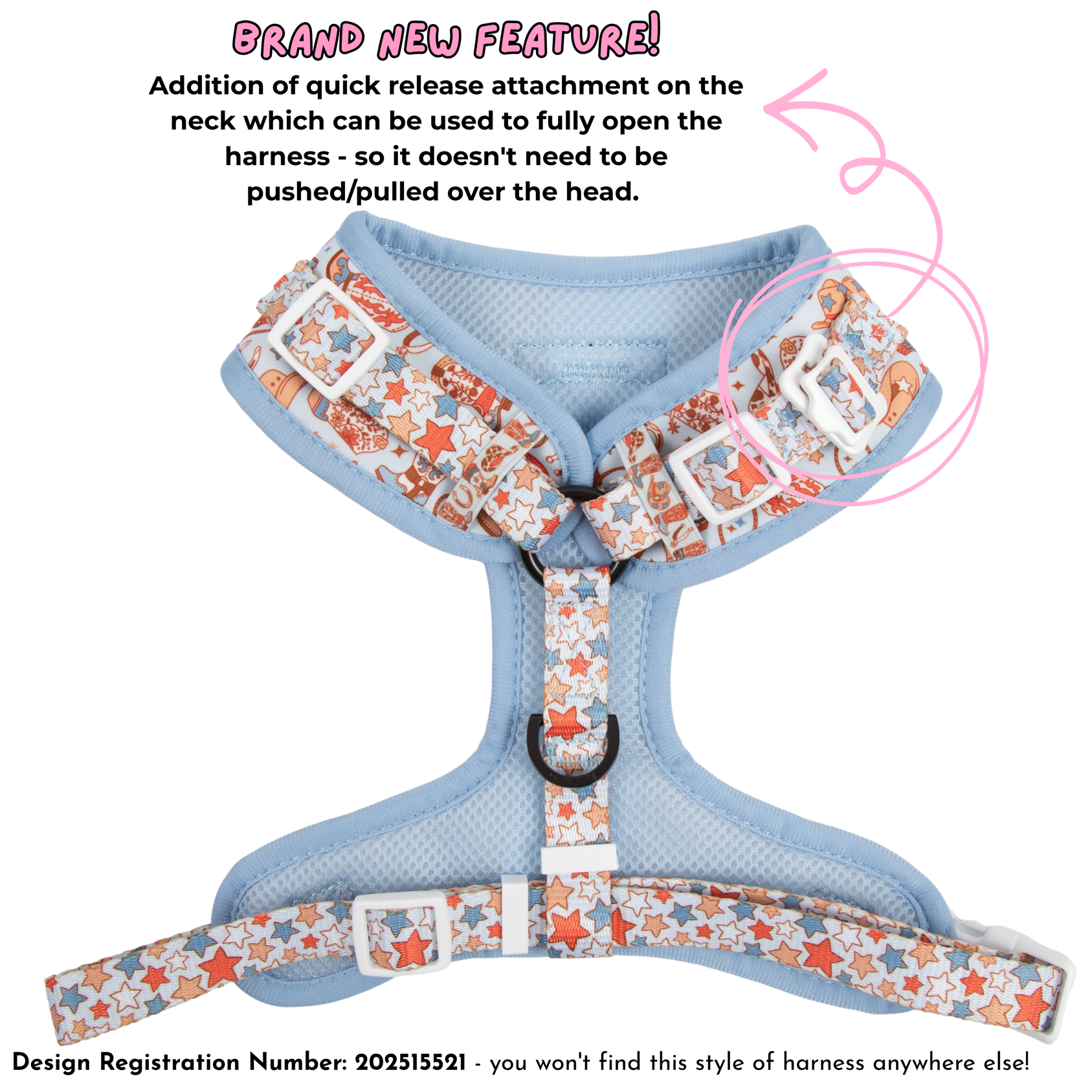 ADJUSTABLE DOG HARNESS (WITH NECK CLIP): Rodeo King