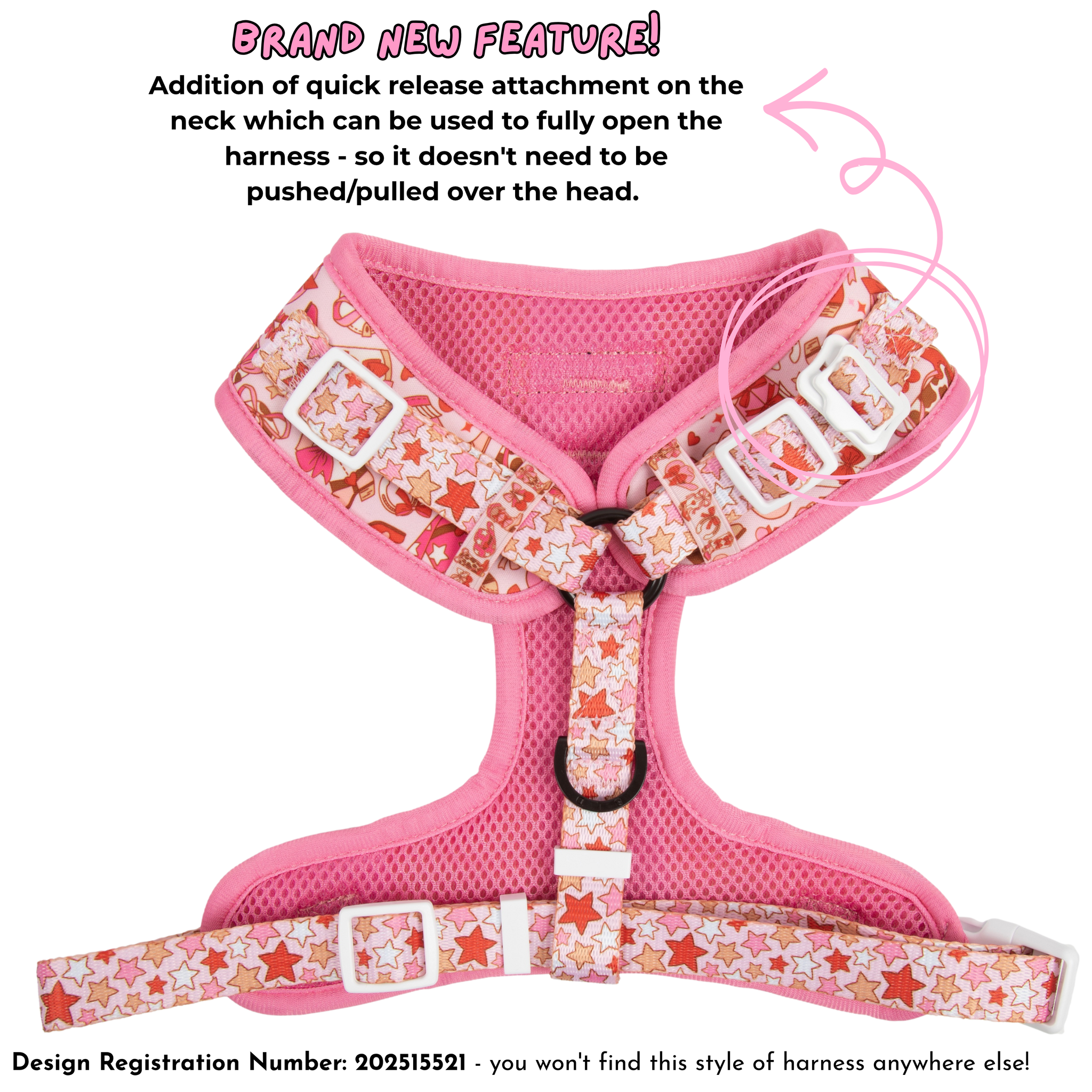 ADJUSTABLE DOG HARNESS (WITH NECK CLIP): Rodeo Queen