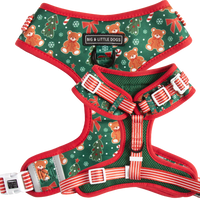 ADJUSTABLE DOG HARNESS (WITH NECK CLIP): A Beary Merry Christmas