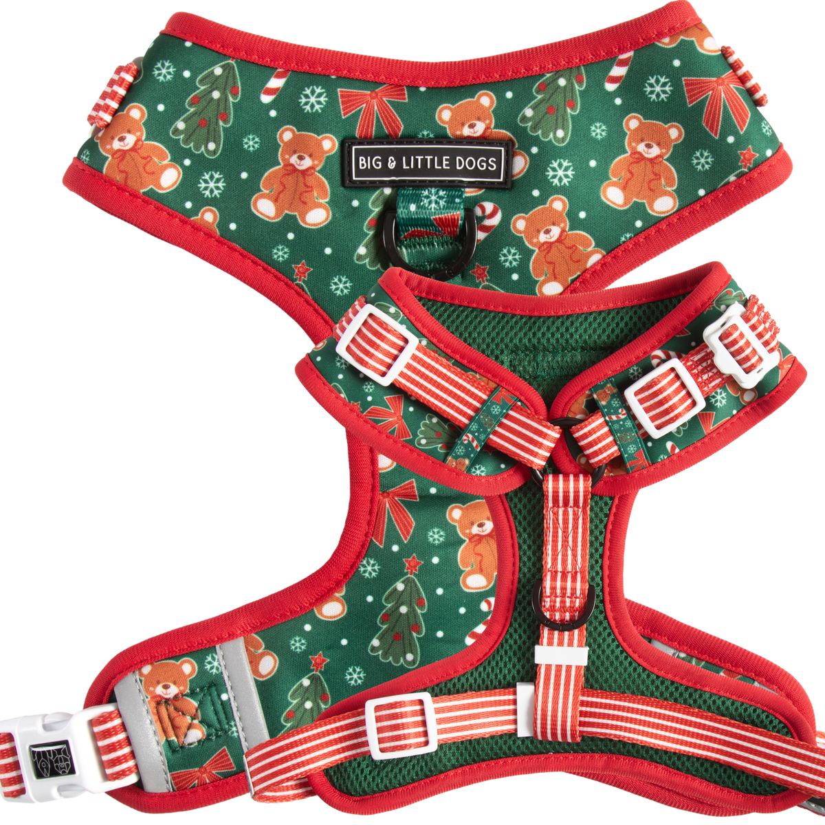 ADJUSTABLE DOG HARNESS (WITH NECK CLIP): A Beary Merry Christmas