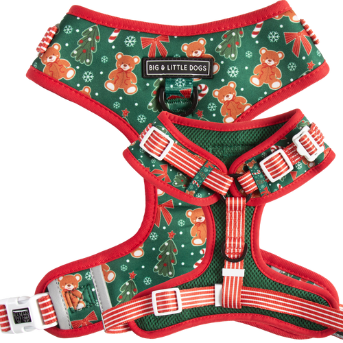 ADJUSTABLE DOG HARNESS (WITH NECK CLIP): A Beary Merry Christmas