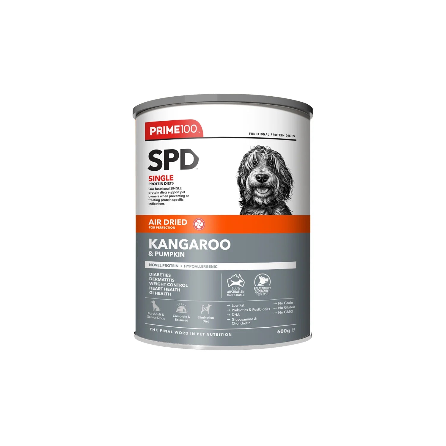 DOG FOOD: Prime100 SPD Air Kangaroo & Pumpkin 600g