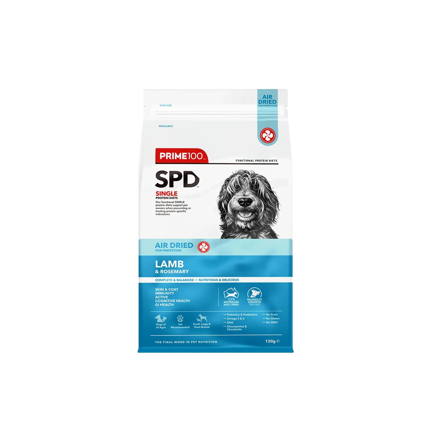 DOG FOOD: Prime100 SPD Air Lamb & Rosemary 120g