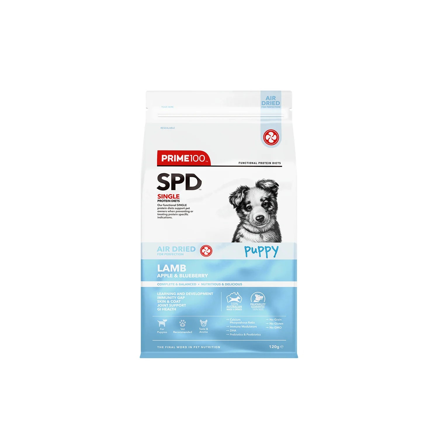 DOG FOOD: Prime100 SPD Air Puppy Lamb, Apple & Blueberry 120g