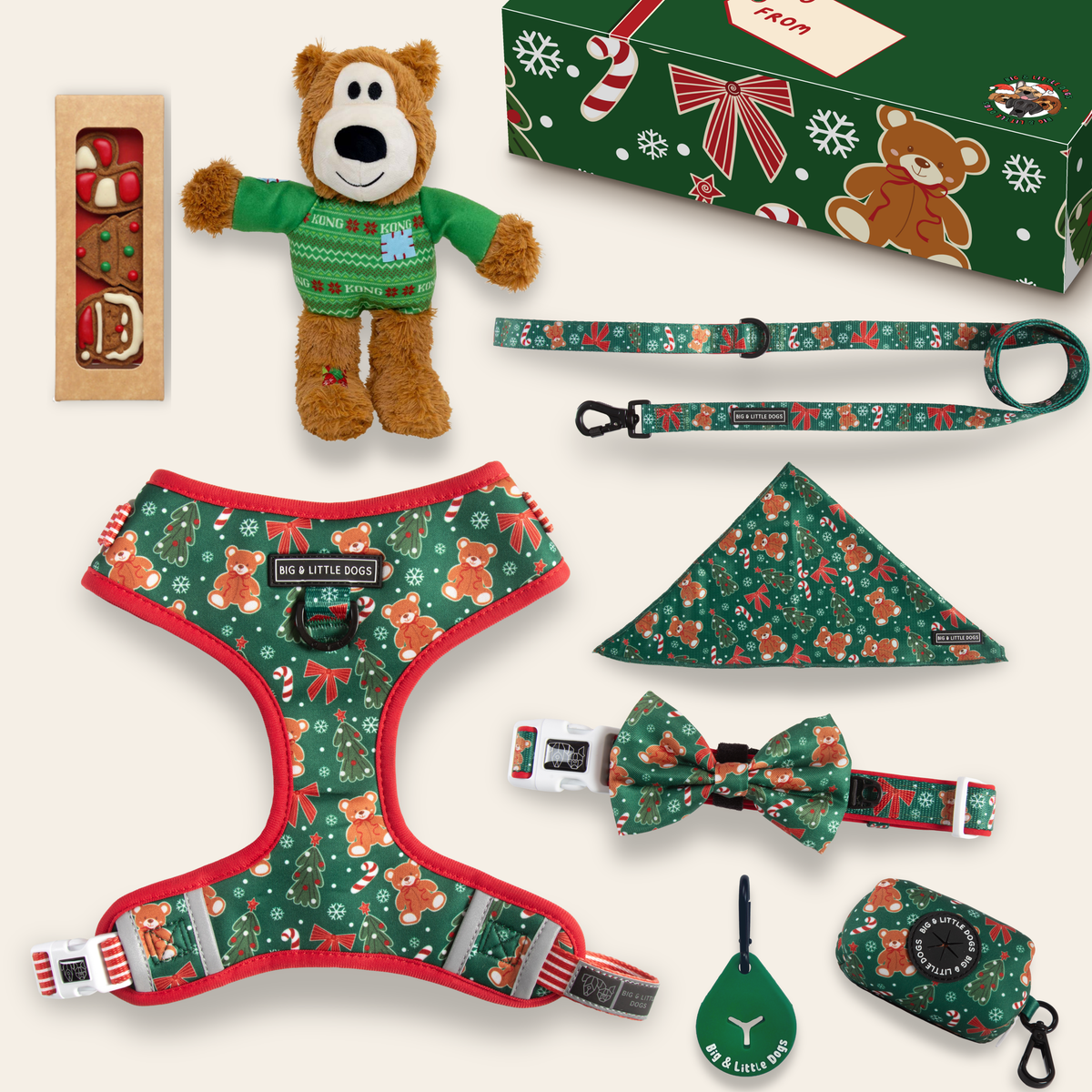 CHRISTMAS EXTRAVAGANZA BOX: "A Beary Merry Christmas" (Adjustable Harness & Collar)