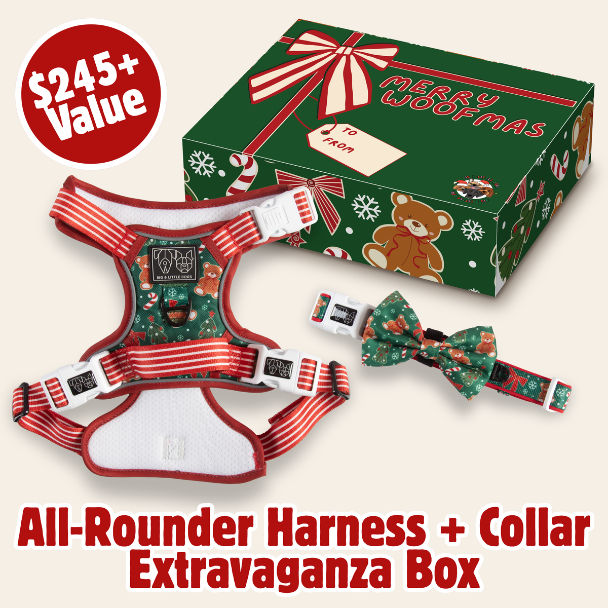 CHRISTMAS EXTRAVAGANZA BOX: "A Beary Merry Christmas" (All-Rounder Harness & Collar)