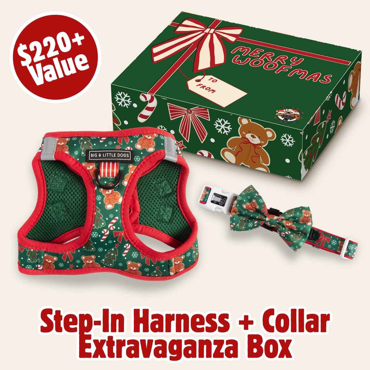 CHRISTMAS EXTRAVAGANZA BOX: "A Beary Merry Christmas" (Step-In Harness & Collar)