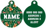 Pet ID Tag | A Beary Merry Christmas (Green)