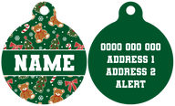 Pet ID Tag | A Beary Merry Christmas (Green)