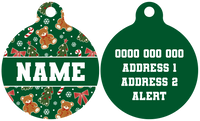 Pet ID Tag | A Beary Merry Christmas (Green)