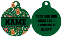Pet ID Tag | A Beary Merry Christmas (Green)