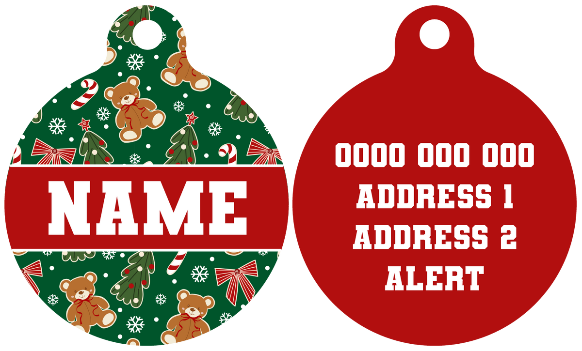 Pet ID Tag | A Beary Merry Christmas (Red)