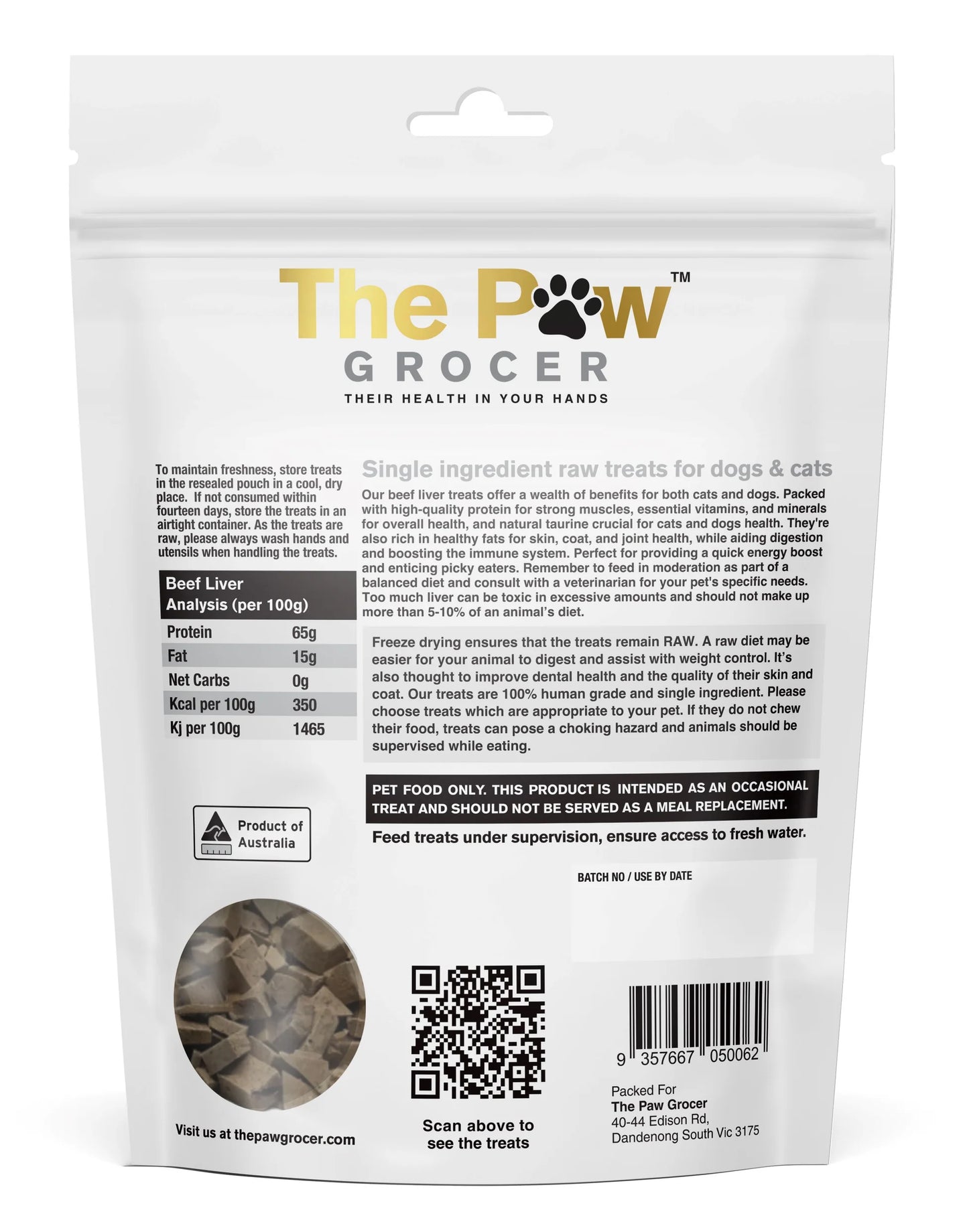 DOG TREATS | The Paw Grocer: Freeze Dried Beef Liver 90g