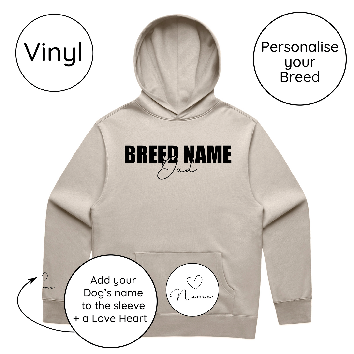 BLD LIFESTYLE CLUB HOODIE: "Breed Dad" | Bone (Vinyl)