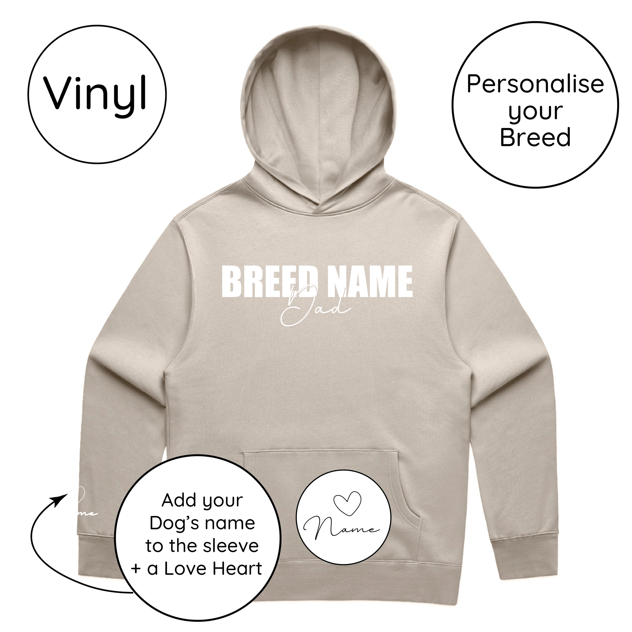 BLD LIFESTYLE CLUB HOODIE: "Breed Dad" | Bone (Vinyl)