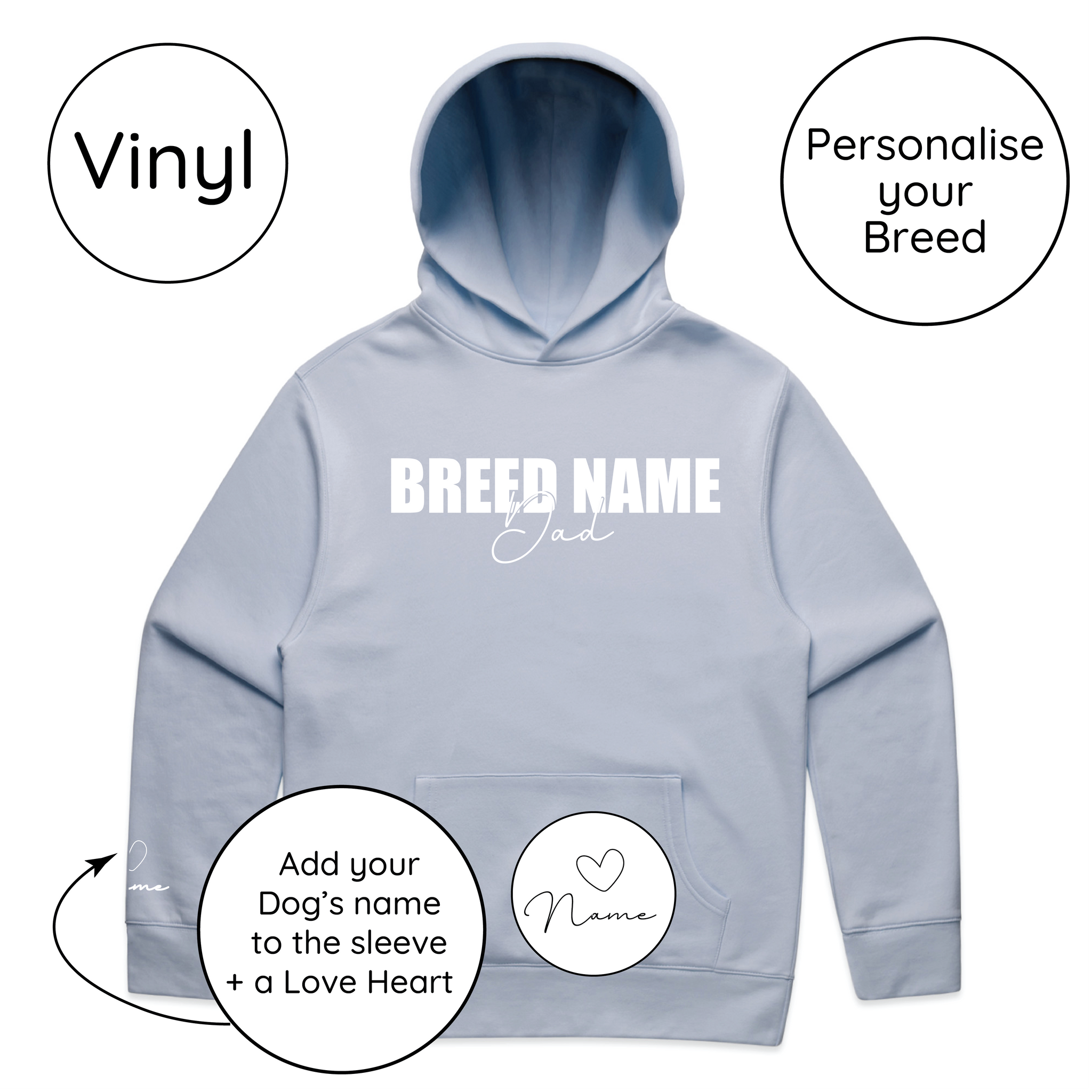 BLD LIFESTYLE CLUB HOODIE: "Breed Dad" | Powder Blue (Vinyl)