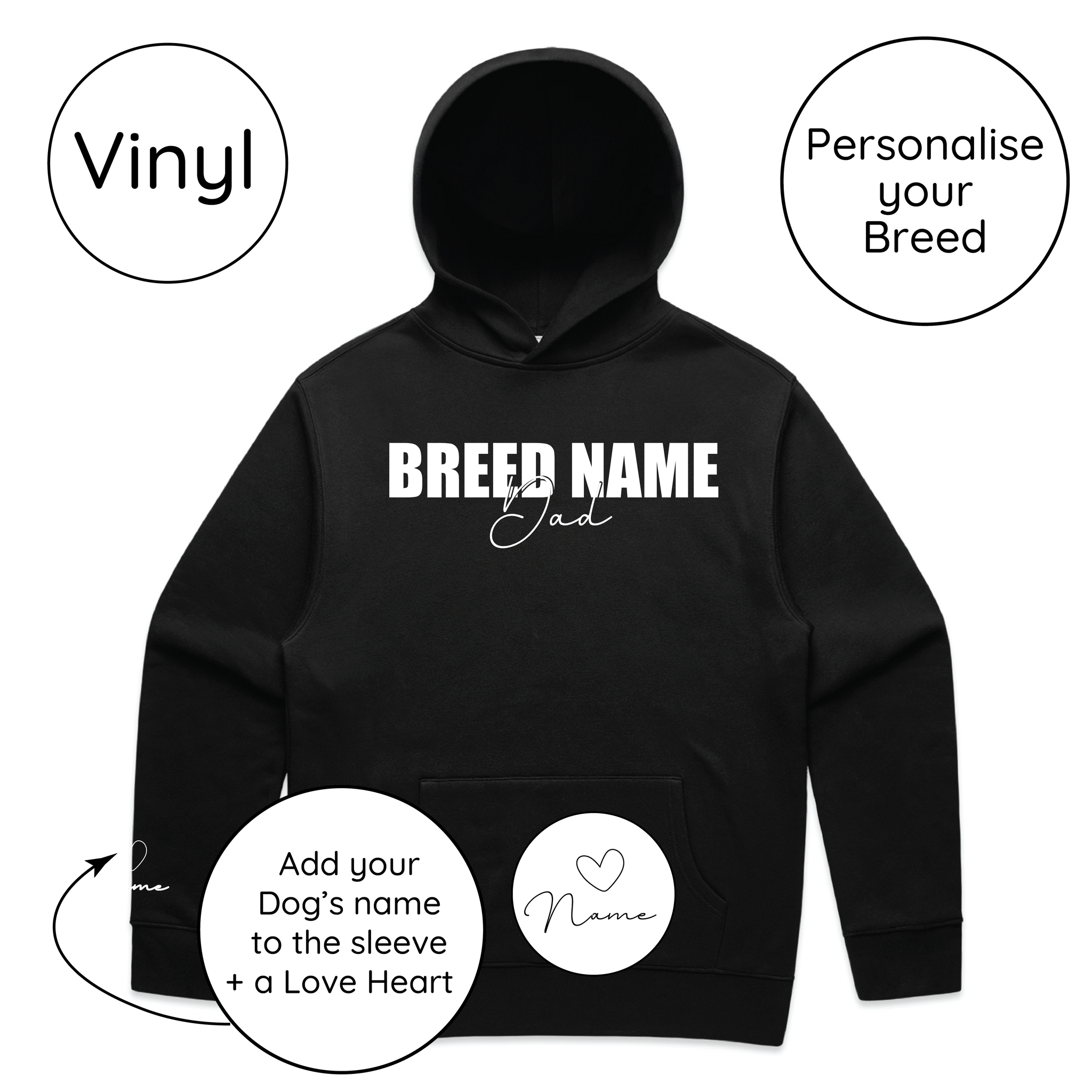 BLD LIFESTYLE CLUB HOODIE: "Breed Dad" | Black (Vinyl)