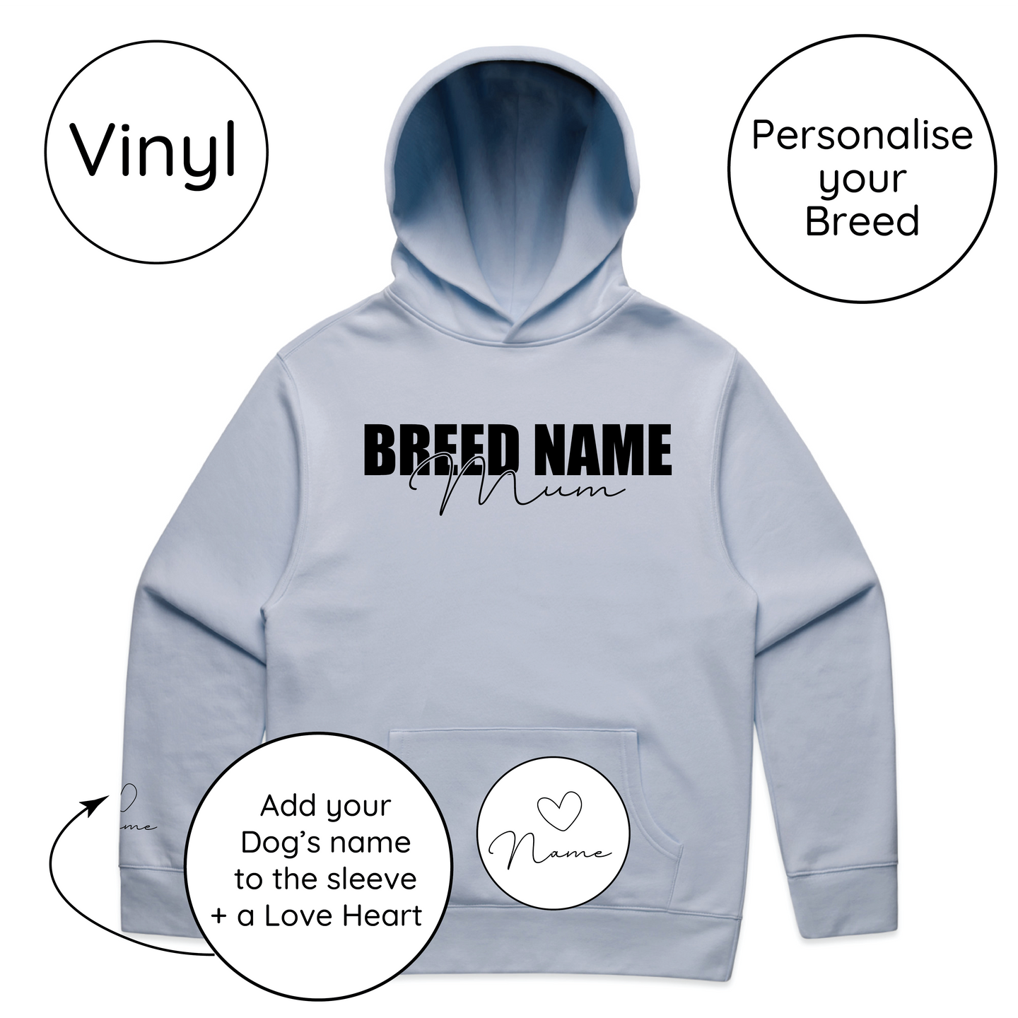 BLD LIFESTYLE CLUB HOODIE: "Breed Mum" | Powder Blue (Vinyl)