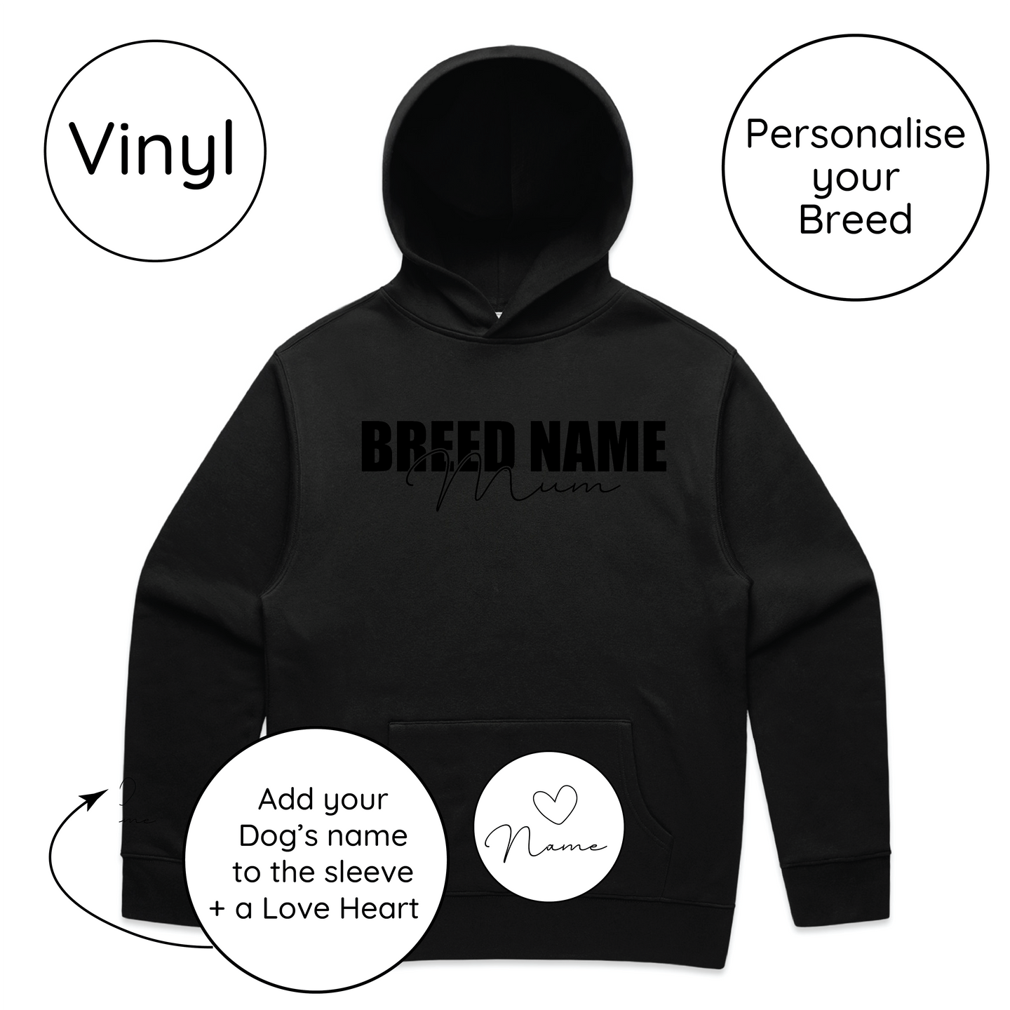 BLD LIFESTYLE CLUB HOODIE: "Breed Mum" | Black (Vinyl)