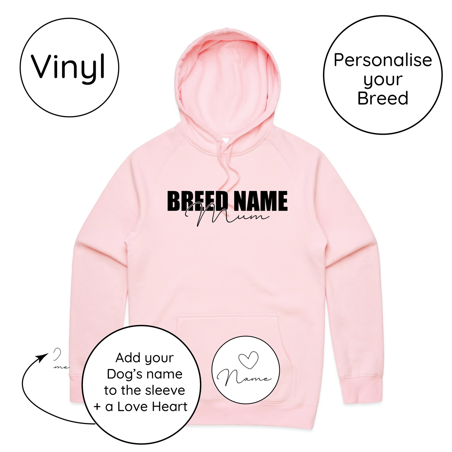 BLD LIFESTYLE CLUB HOODIE: "Breed Mum" | Pink (Vinyl)