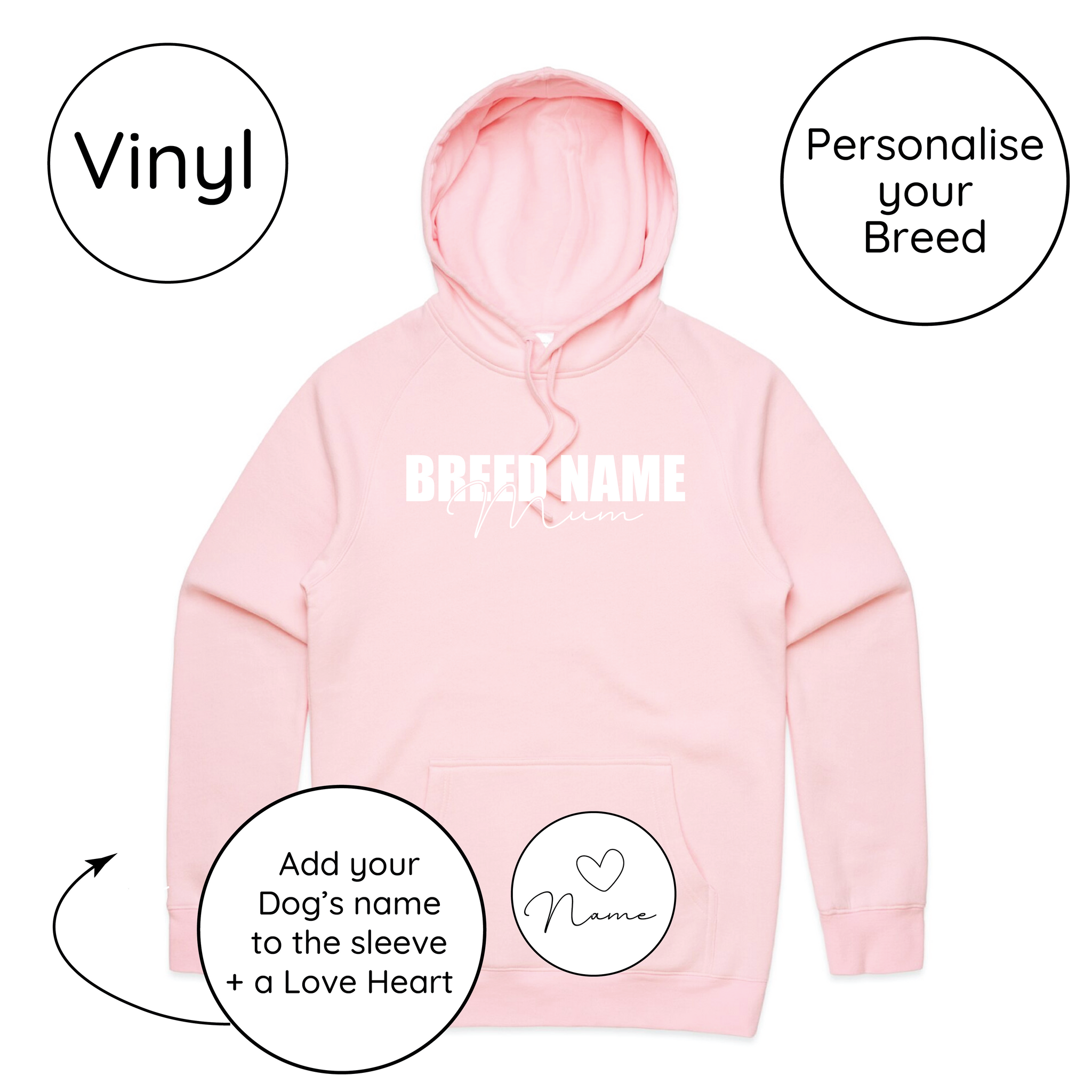 BLD LIFESTYLE CLUB HOODIE: "Breed Mum" | Pink (Vinyl)