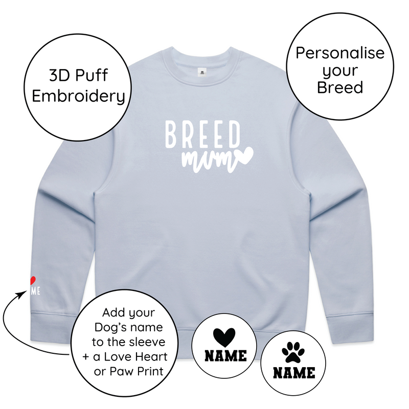 BLD LIFESTYLE CLUB CREW (Unisex Sizing): "Breed Mum" | Powder Blue (3D Puff Embroidery) (NEW!)