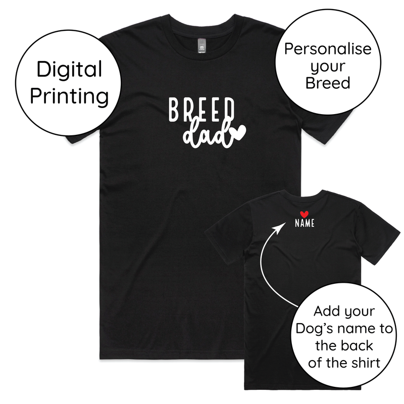 BLD LIFESTYLE CLUB TEE (Unisex Sizing): "Breed Dad" | Black (Digital Printing)