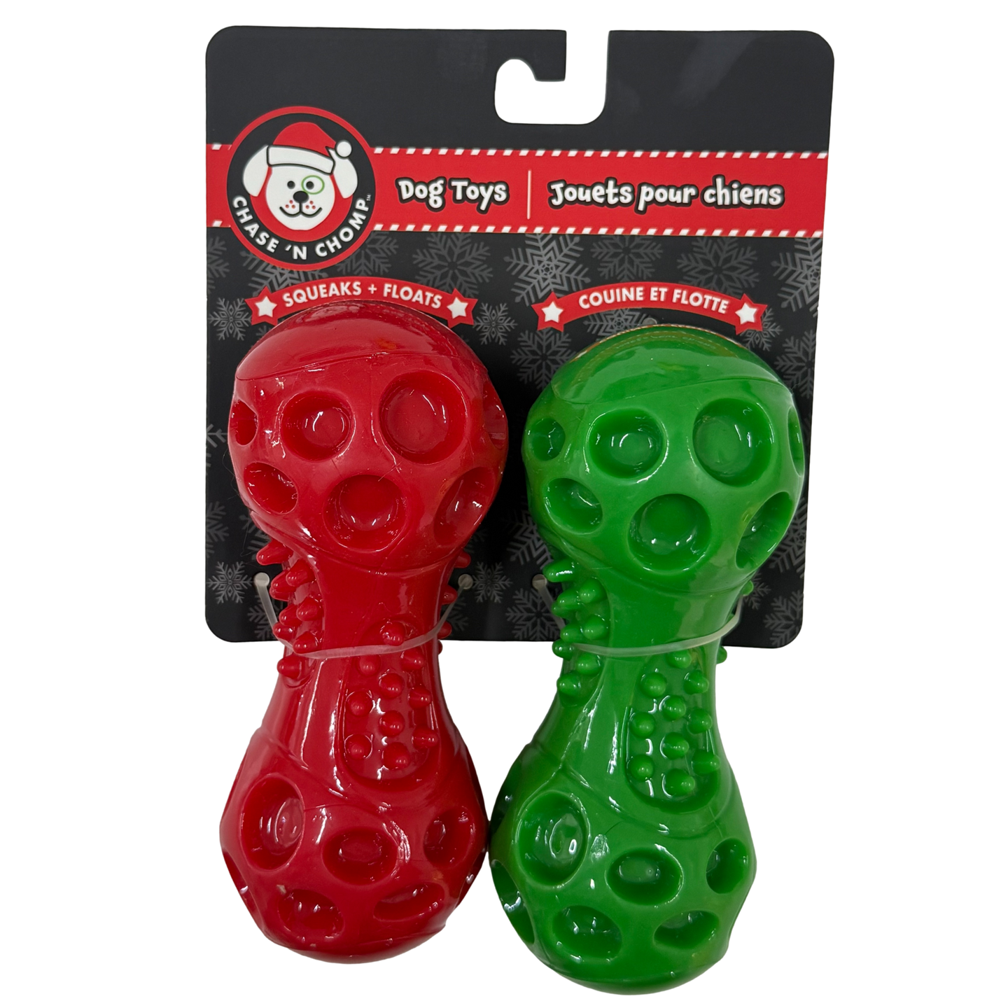 CAITEC: Squeak and Float Dumbbell Dog Toy 2pk - Small