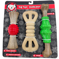 CAITEC: Three Pack Festive Dura Flex Dog Chew Toy