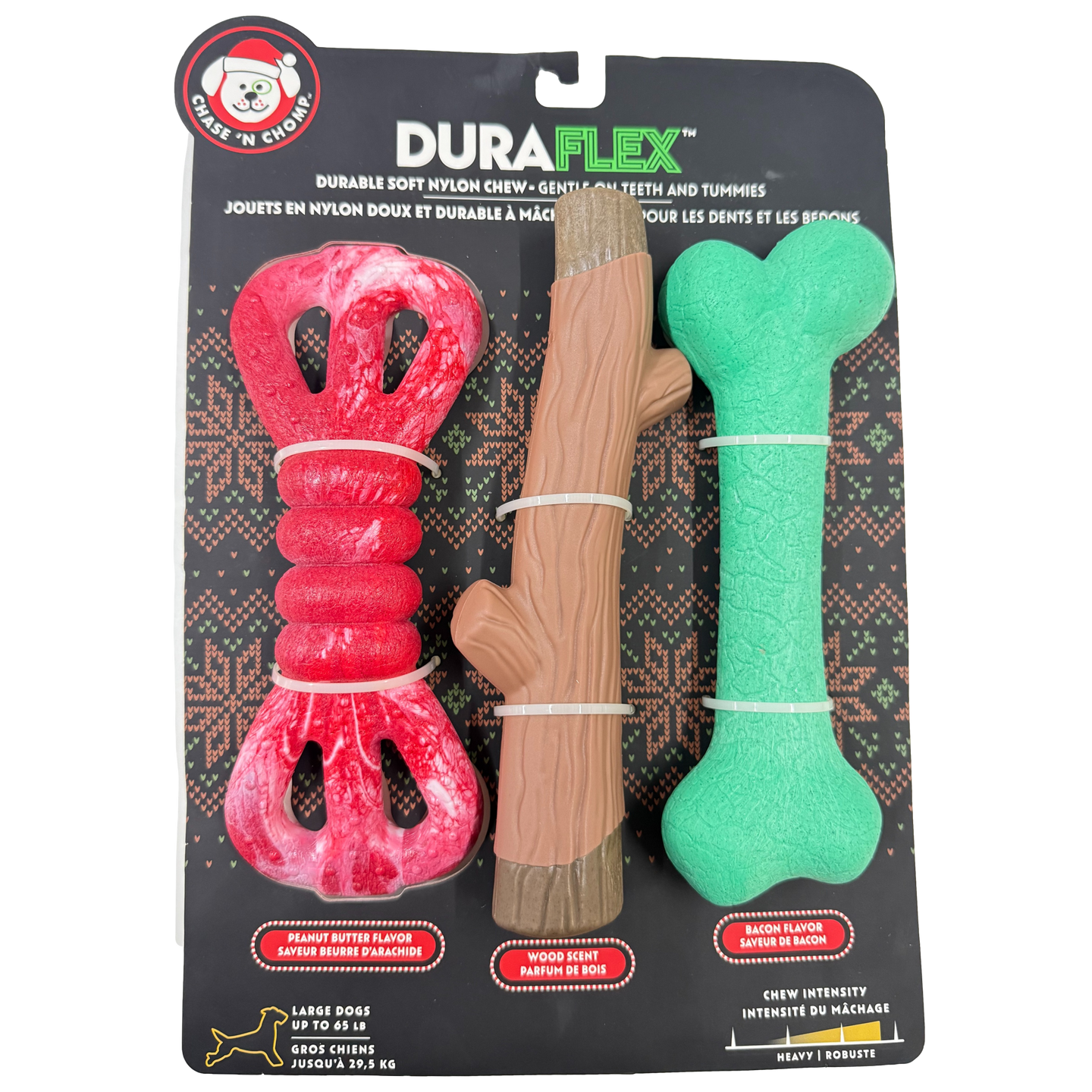 CAITEC: Three Pack Festive Dura Flex Flavoured Dog Chew Toy
