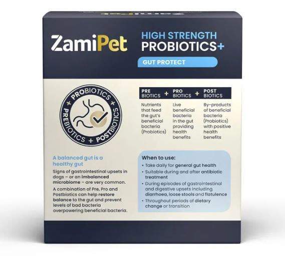 DOG SUPPLEMENT | Zamipet High Strength Probiotic + Gut Protect | 30 Satchels