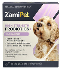 DOG SUPPLEMENT | Zamipet High Strength Probiotics + Relax & Calm | 30 Satchels