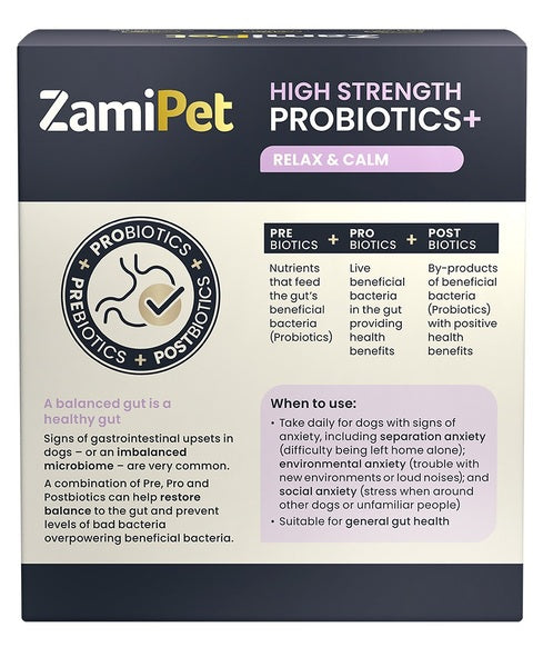 DOG SUPPLEMENT | Zamipet High Strength Probiotics + Relax & Calm | 30 Satchels