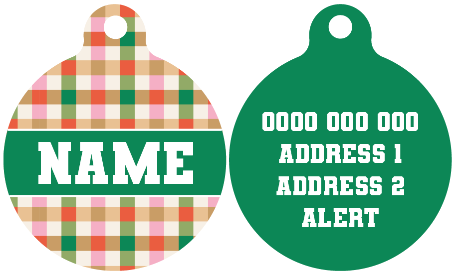 Pet ID Tag | Candy Lane Plaid (Green)