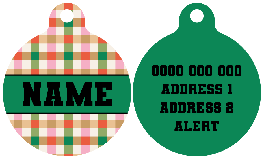 Pet ID Tag | Candy Lane Plaid (Green)