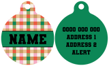 Pet ID Tag | Candy Lane Plaid (Green)