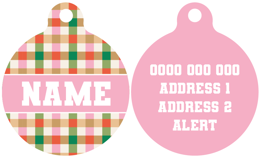 Pet ID Tag | Candy Lane Plaid (Pink)