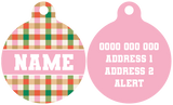 Pet ID Tag | Candy Lane Plaid (Pink)