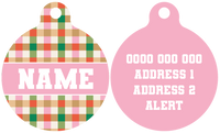 Pet ID Tag | Candy Lane Plaid (Pink)
