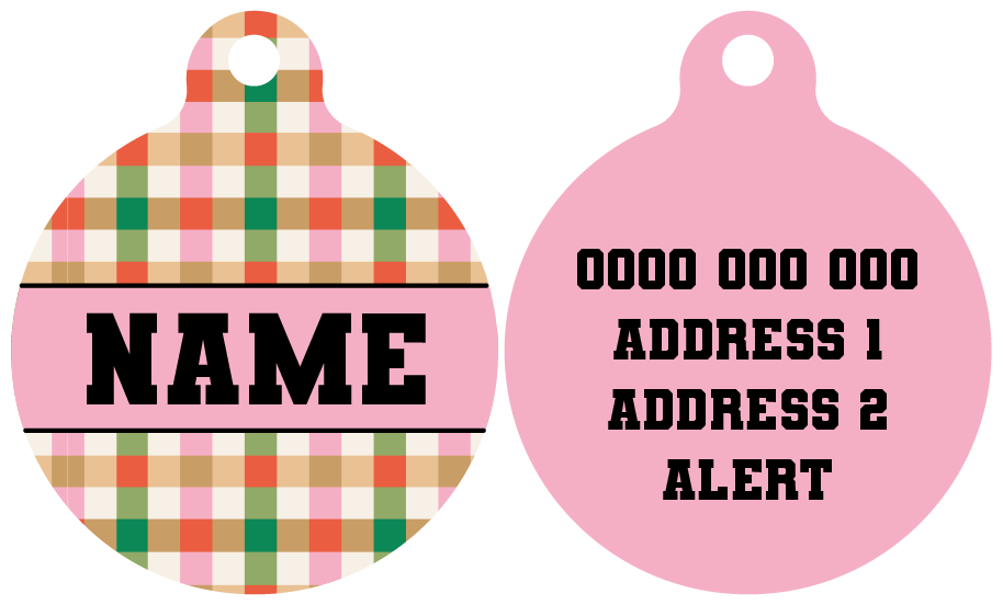 Pet ID Tag | Candy Lane Plaid (Pink)