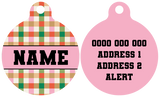 Pet ID Tag | Candy Lane Plaid (Pink)